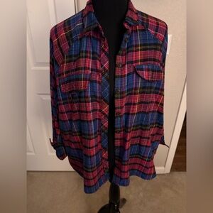 wild fable Plaid Button-Up Shirt in Green, Blue and Pink